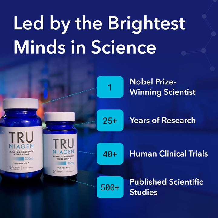 Tru Niagen Patented NAD+ Supplement Nicotinamide Riboside 300mg, 30 Servings