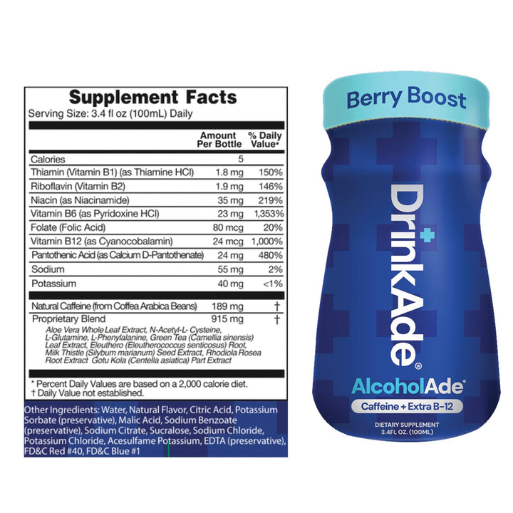 DrinkAde Boost – Hydration &Drinkade Energy Support Drink with Electrolytes, Green Tea & B Vitamins – Sugar-Free, Vegan – 6 Pack