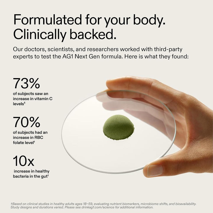 AG1 Next Gen Greens Powder | Advanced Multinutrient Superfood Blend | Vegan, Gluten Free & Keto Friendly | 83 Vitamins & Botanicals