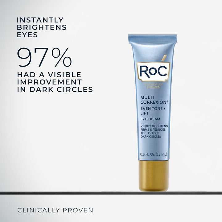 RoC Multi Correxion 5-in-1 Anti-Aging Eye Cream – For Puffiness, Under-Eye Bags & Dark Circles  (0.5 oz) + Night Cream Packette