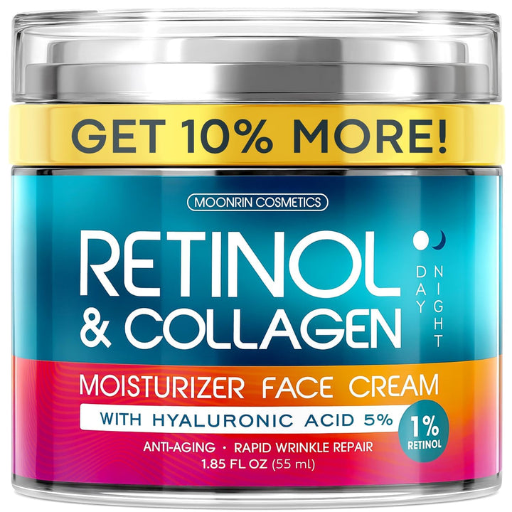 Moonrin Cosmetics Retinol 1% & Hyaluronic Acid Anti-Aging Face Cream - 55ml / 1.85 oz