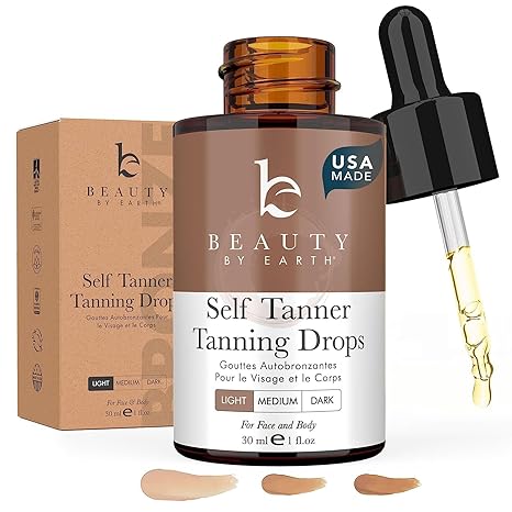 Beauty by Earth Self Tanning Drops - USA Made with Natural & Organic Ingredients