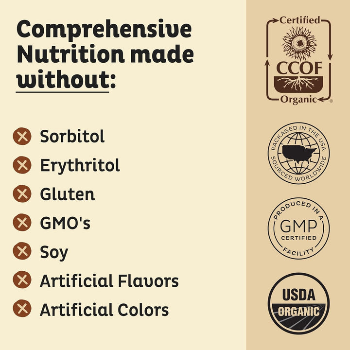 KOS Vegan Protein Powder, Organic Pea Protein Blend, Erythritol-Free, Plant-Based Superfood, 28 Servings