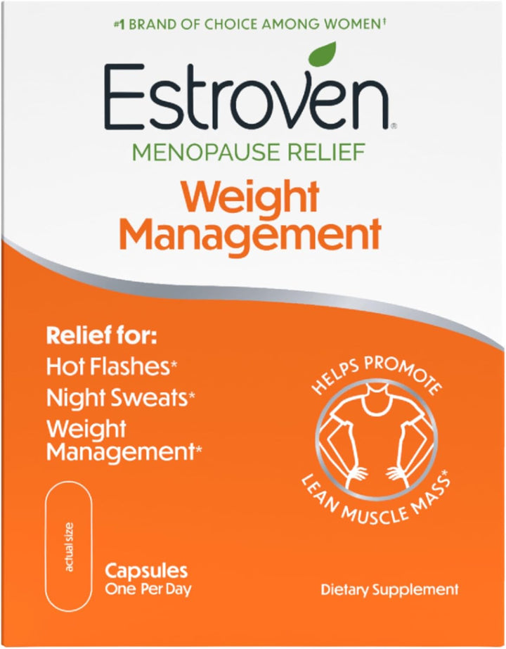 Estroven Weight Management Menopause Relief – Hot Flash & Night Sweat Support, Black Cohosh, Soy Isoflavones – 30 Caplets