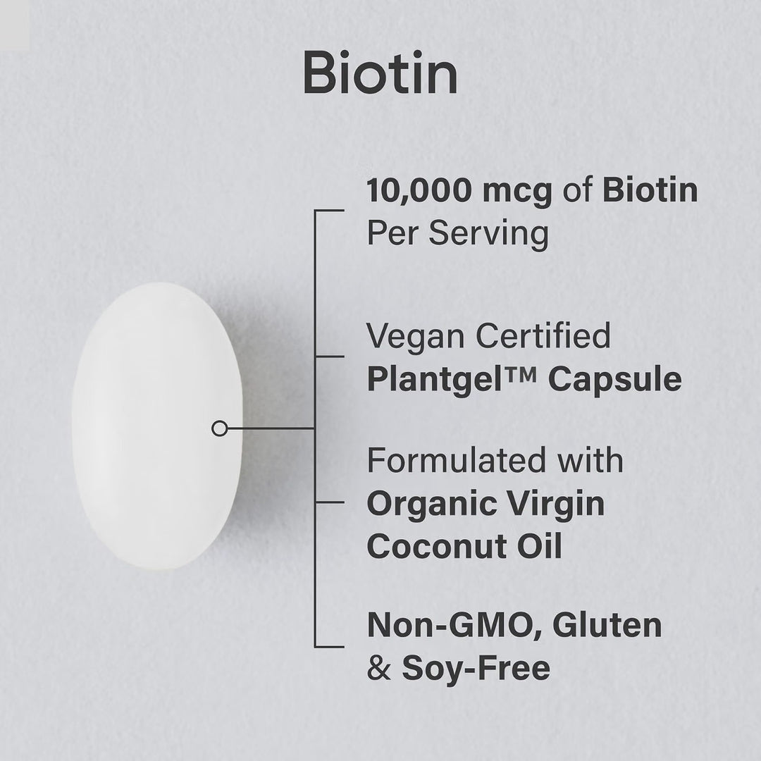 Sports Research Biotin 10,000mcg with Coconut Oil (120 Plantgels)