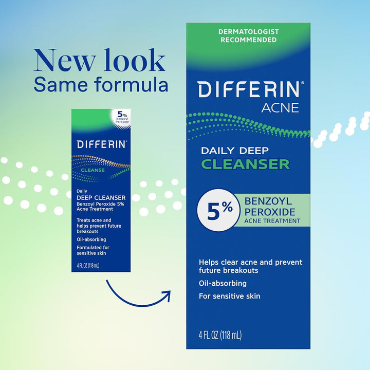 Acne Face Wash with 5% Benzoyl Peroxide – Deep Cleansing Daily Wash for Acne-Prone Skin