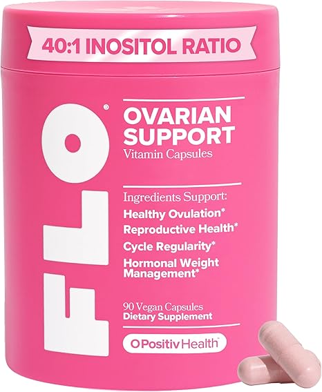 O Positiv FLO Ovarian Health Support -  Balance for Women, Supplement with DIM, Myo & D-Chiro Inositol, Folic Acid - Supports Healthy Ovulation, Cycle Regularity - 30 Servings