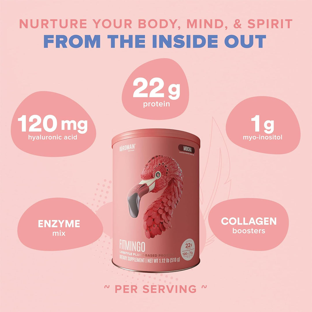 BIRDMAN Fitmingo Vegan Protein Powder Blueberry, 23g Plant Protein