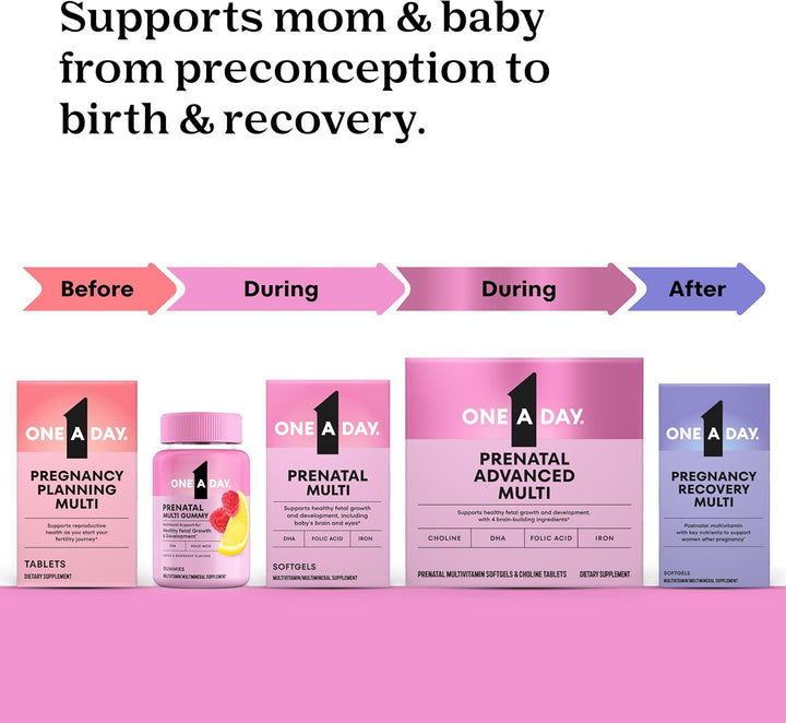One A Day Prenatal Advanced Vitamins – 120 Count (60 Softgels + 60 Tablets)