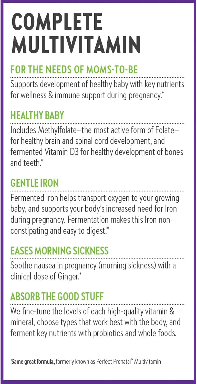 New Chapter Advanced Perfect Prenatal Vitamins – Methylfolate, Iron, Vitamin D3 & Ginger – Organic, Non-GMO, 270 Tablets