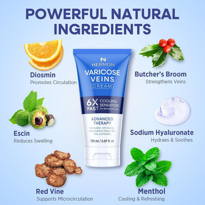 Hermon Varicose Vein Cream for Legs 150ml – Natural Formula for Circulation & Skin Smoothing