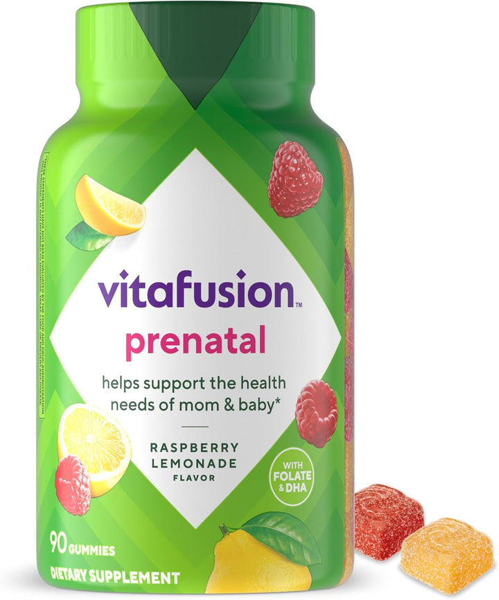 vitafusion Prenatal Gummy Vitamins – Raspberry Lemonade, 90 Count (45-Day Supply)
