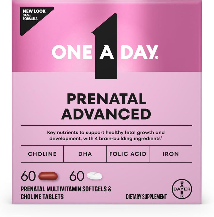 One A Day Prenatal Advanced Vitamins – 120 Count (60 Softgels + 60 Tablets)