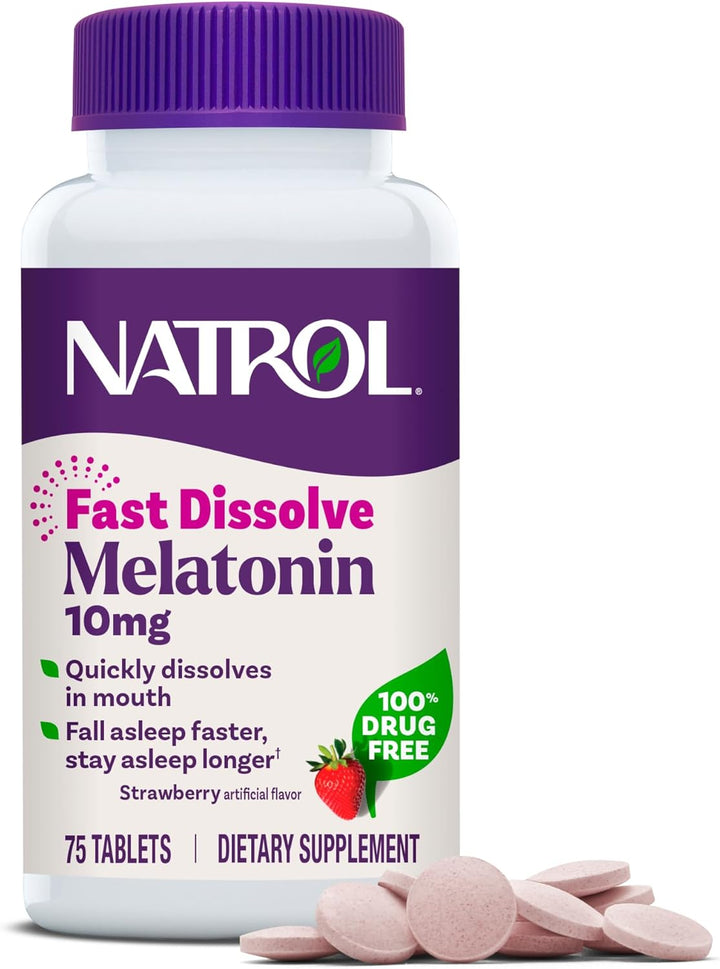 Natrol Melatonin 10mg Fast Dissolve Tablets – Strawberry Flavor – Vegetarian