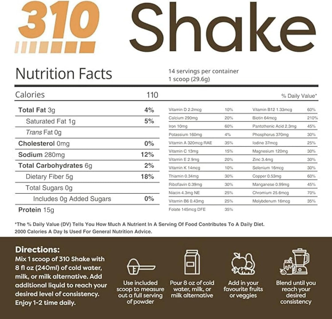 310 Nutrition All-In-One Vegan Meal Replacement Shake – High Protein, Low Carb, Keto & Paleo Friendly – Gluten-Free, Naturally Sweetened - 28 servings