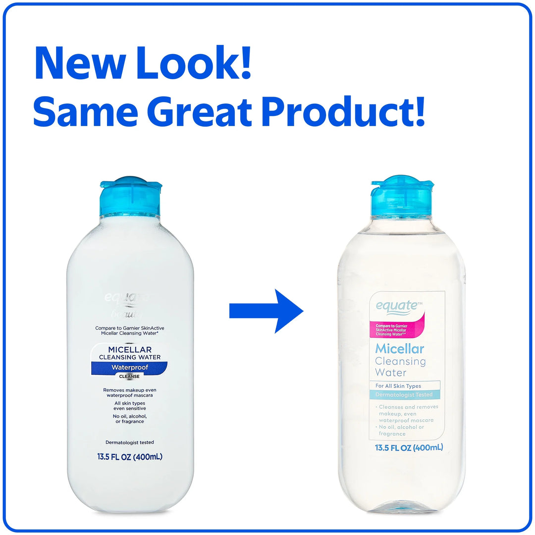 Equate Beauty Micellar Cleansing Water – Gentle Makeup Remover, Fragrance Free, 13.5 fl oz