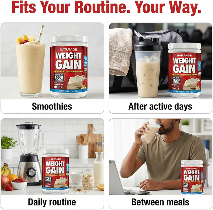 Naturade Weight Gain Nutrition Drink Mix – High Calorie Protein with Vitamins & Minerals – 20.3 oz