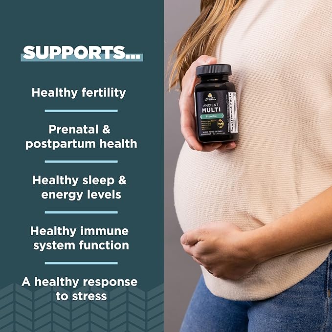 Ancient Nutrition Prenatal Vitamins – Multivitamin for Women with Folate, Vitamin C, B12 & Magnesium, 90 Capsules