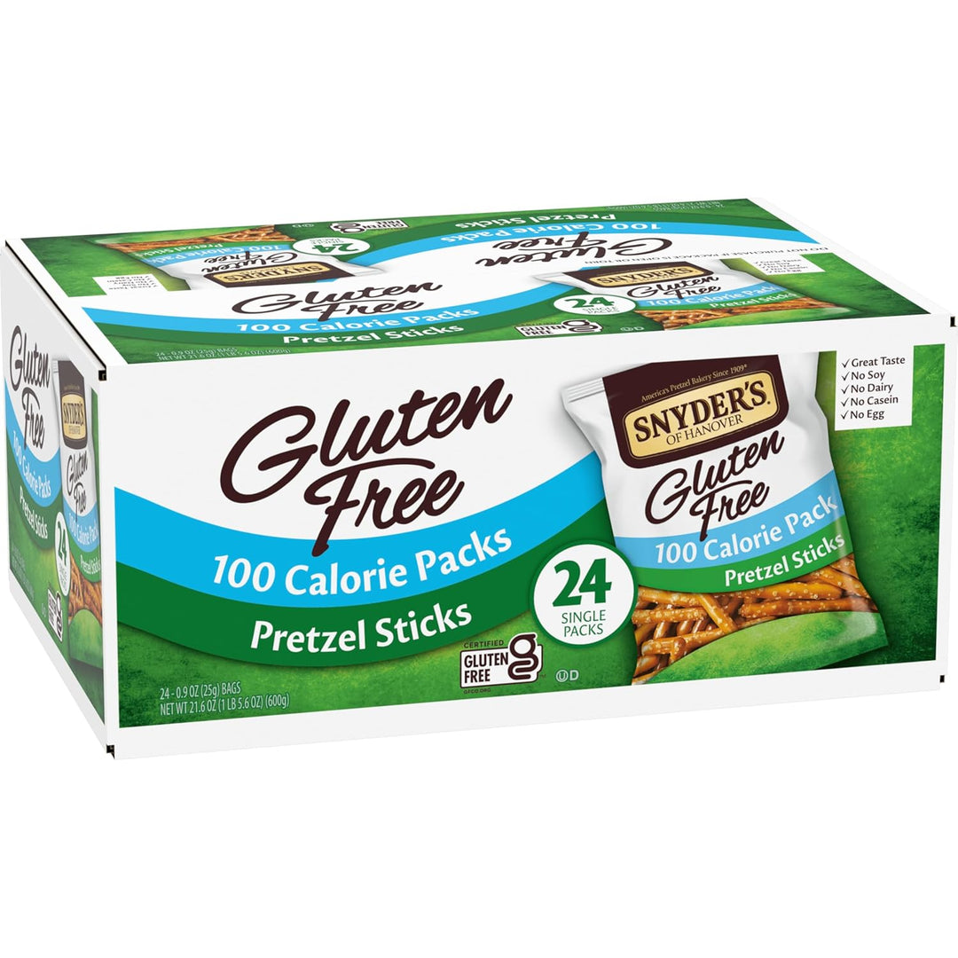 Box of Snyder's of Hanover Gluten Free Pretzel Sticks on a white background