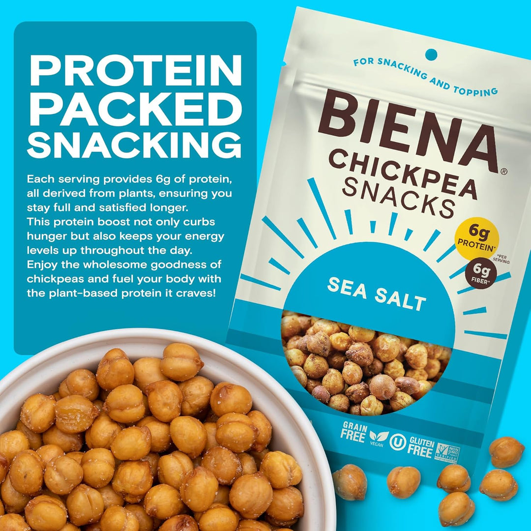 BIENA Chickpea Snacks – Crunchy Roasted Chickpeas, 4-Pack (5oz Bags)
