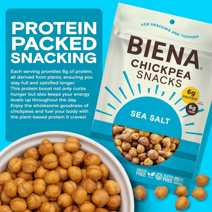 BIENA Chickpea Snacks – Crunchy Roasted Chickpeas, 4-Pack (5oz Bags)