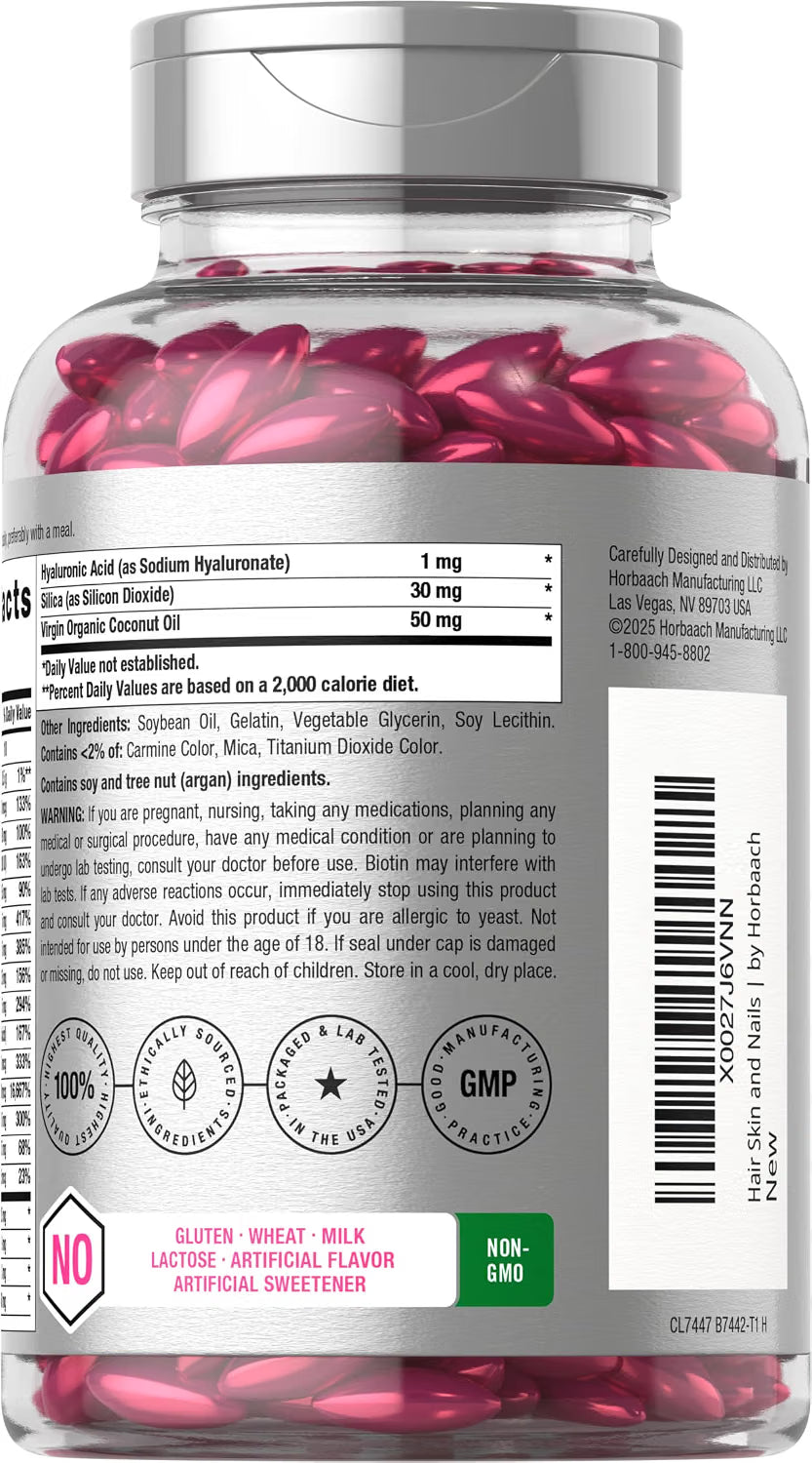 Horbaach Hair Skin and Nails Vitamins with Collagen (300 Softgels)