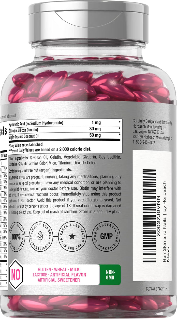 Horbaach Hair Skin and Nails Vitamins with Collagen (300 Softgels)