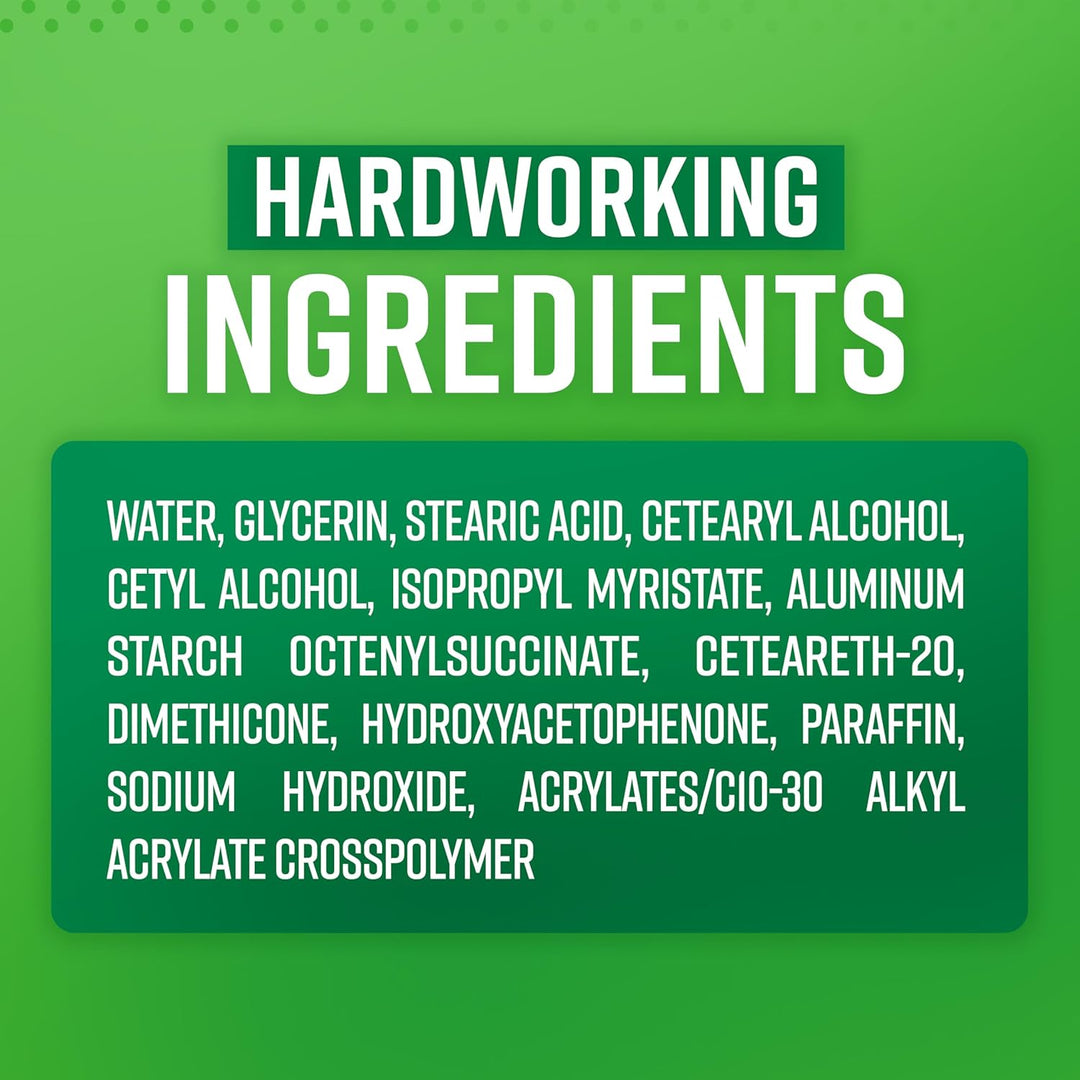 List of hardworking ingredients on a green background