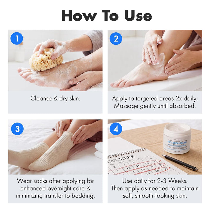 Step-by-step guide on how to use a skincare product with images and text.