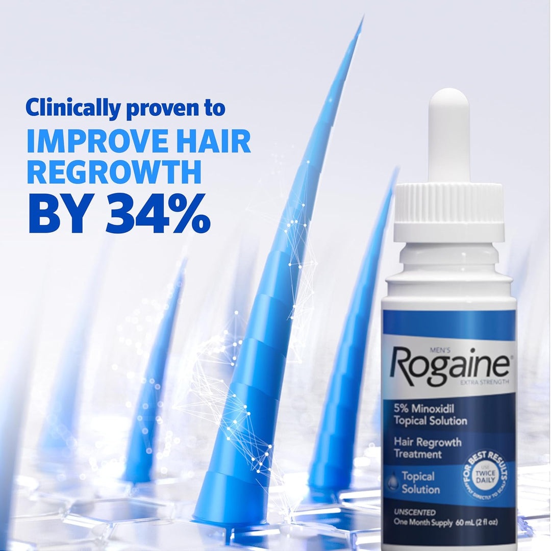 Men’s Rogaine Extra Strength 5% Minoxidil Topical Solution (3 Month Supply)
