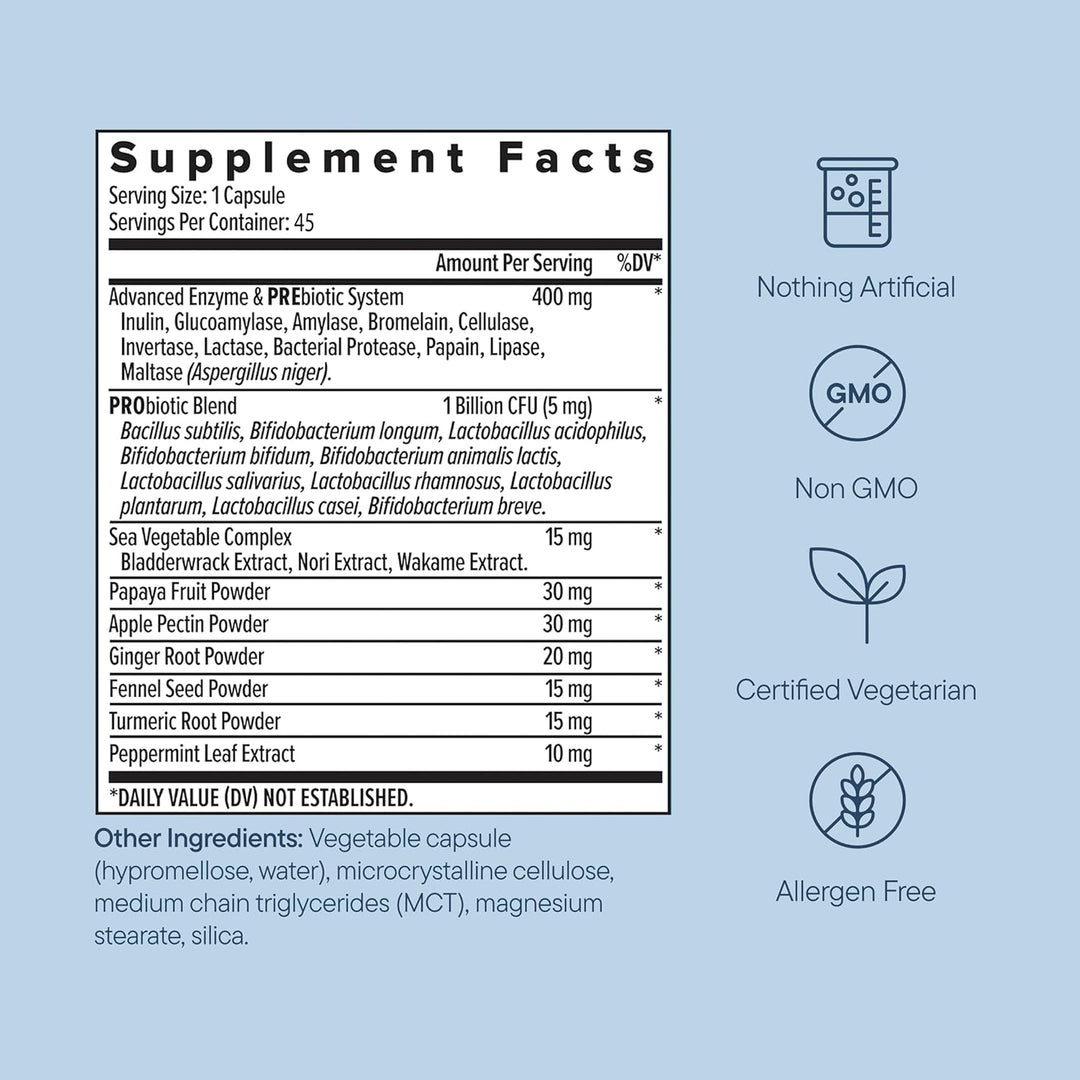Zenwise Digestive Enzymes with Probiotics & Prebiotics - Bloating Relief (45 Caps)