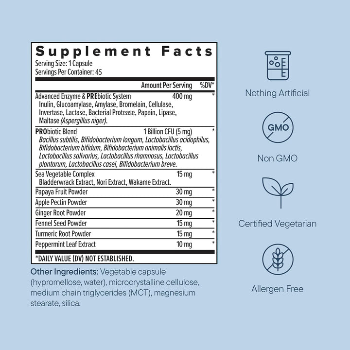 Zenwise Digestive Enzymes with Probiotics & Prebiotics - Bloating Relief (45 Caps)