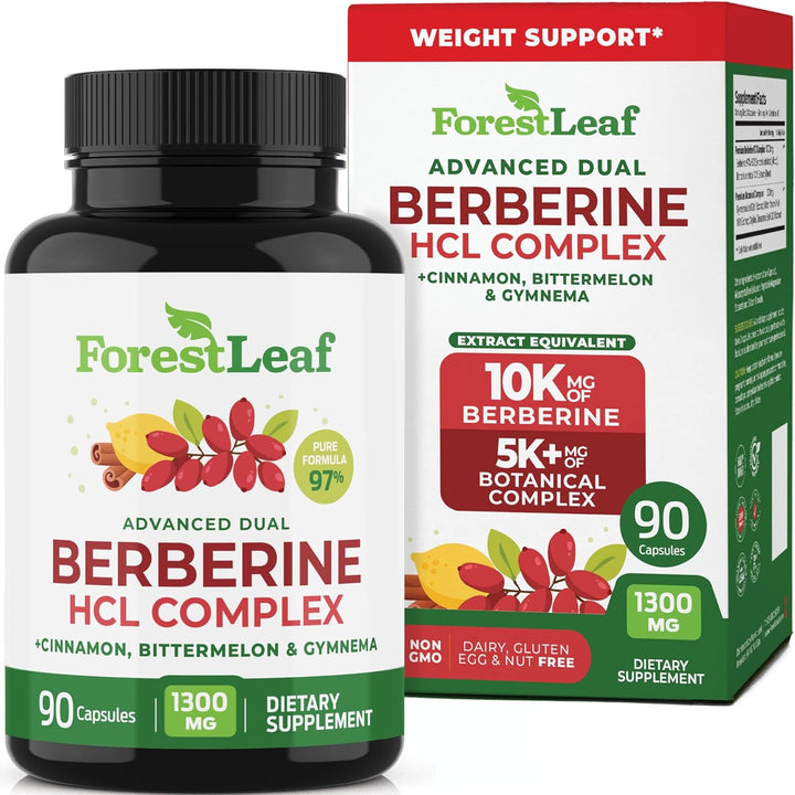 ForestLeaf Berberine Complex | Herbal Balance Formula with Ceylon Cinnamon, Bitter Melon & Gymnema | 90 Capsules