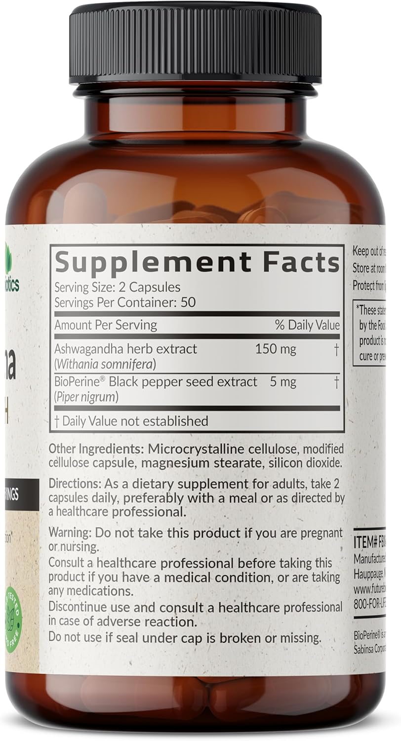 Futurebiotics Ashwagandha Extra Strength Stress & Mood Support, 100 Capsules
