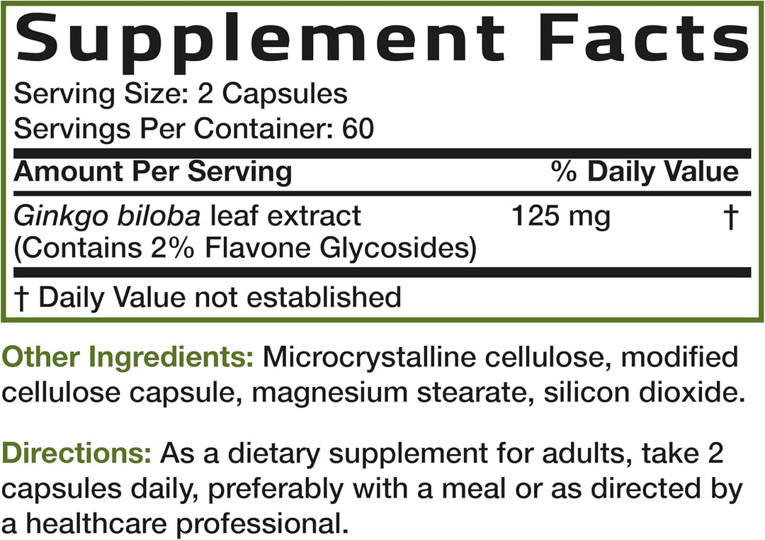 Bronson Ginkgo Biloba Extra Strength for Brain Function & Memory, 120 Capsules