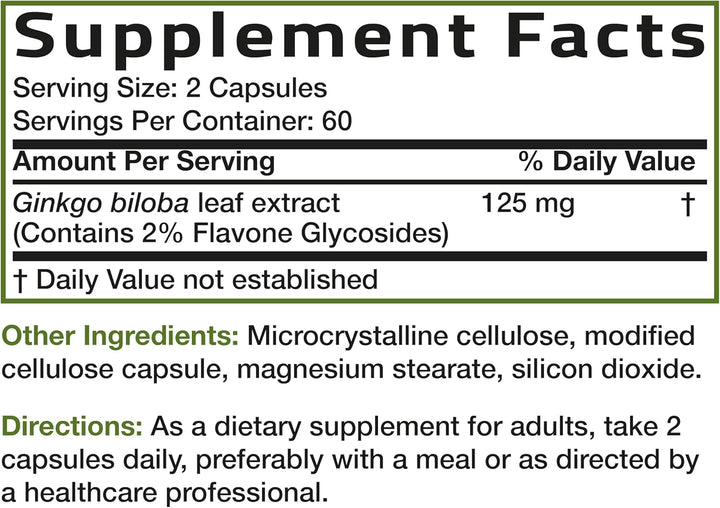 Bronson Ginkgo Biloba Extra Strength for Brain Function & Memory, 120 Capsules