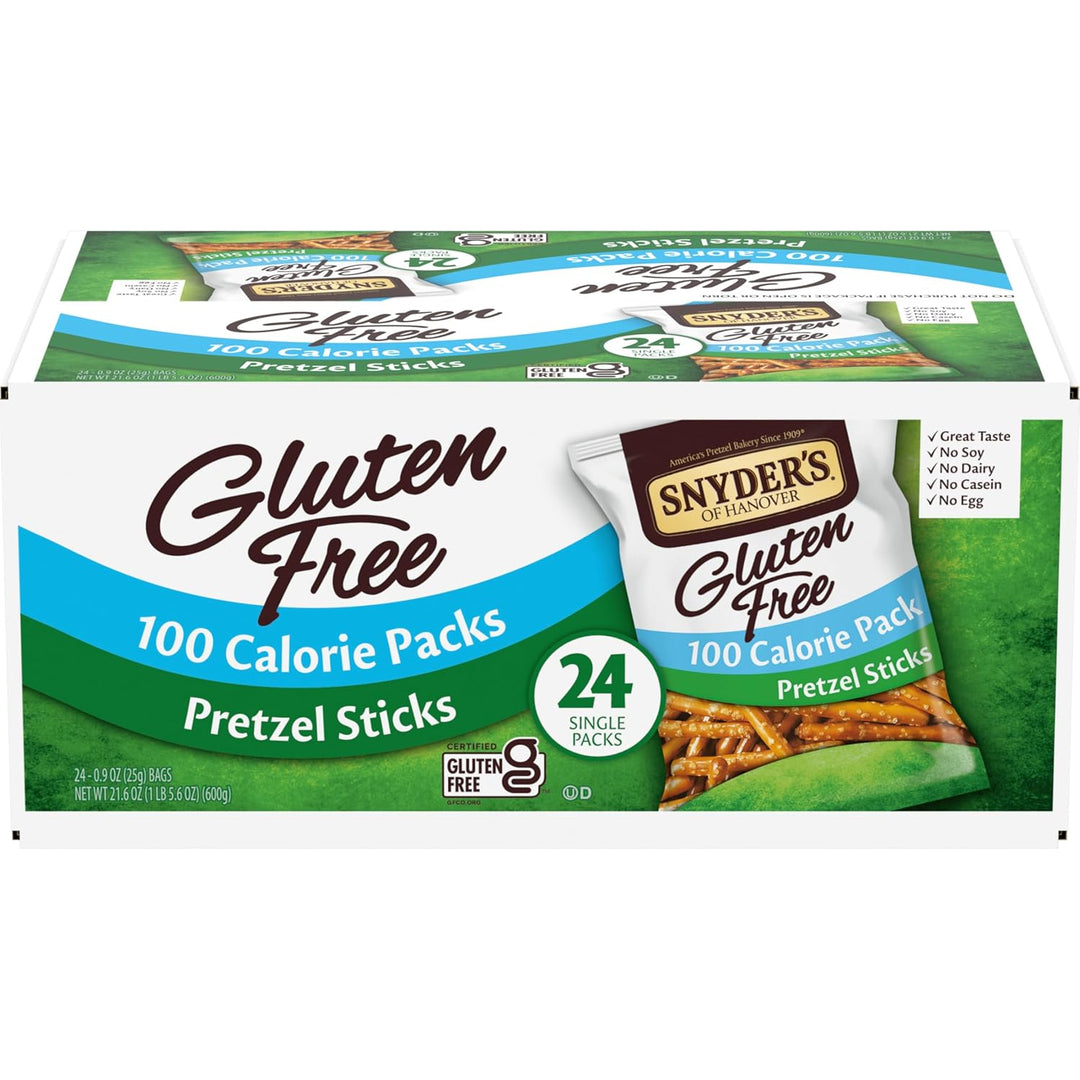 Box of Snyder's of Hanover Gluten Free Pretzel Sticks on a white background