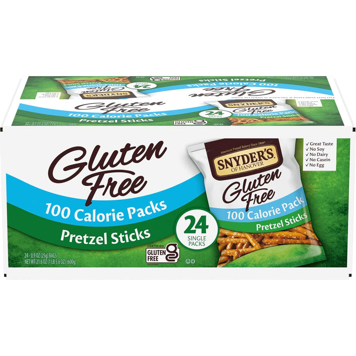 Box of Snyder's of Hanover Gluten Free Pretzel Sticks on a white background