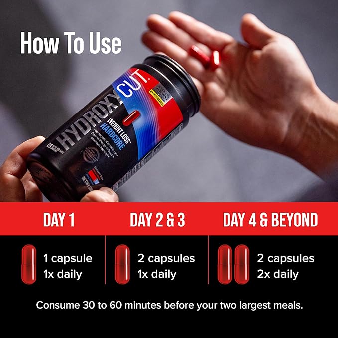 Hydroxycut Hardcore Thermogenic Energy & Focus Capsules – 60 Rapid-Release Capsules