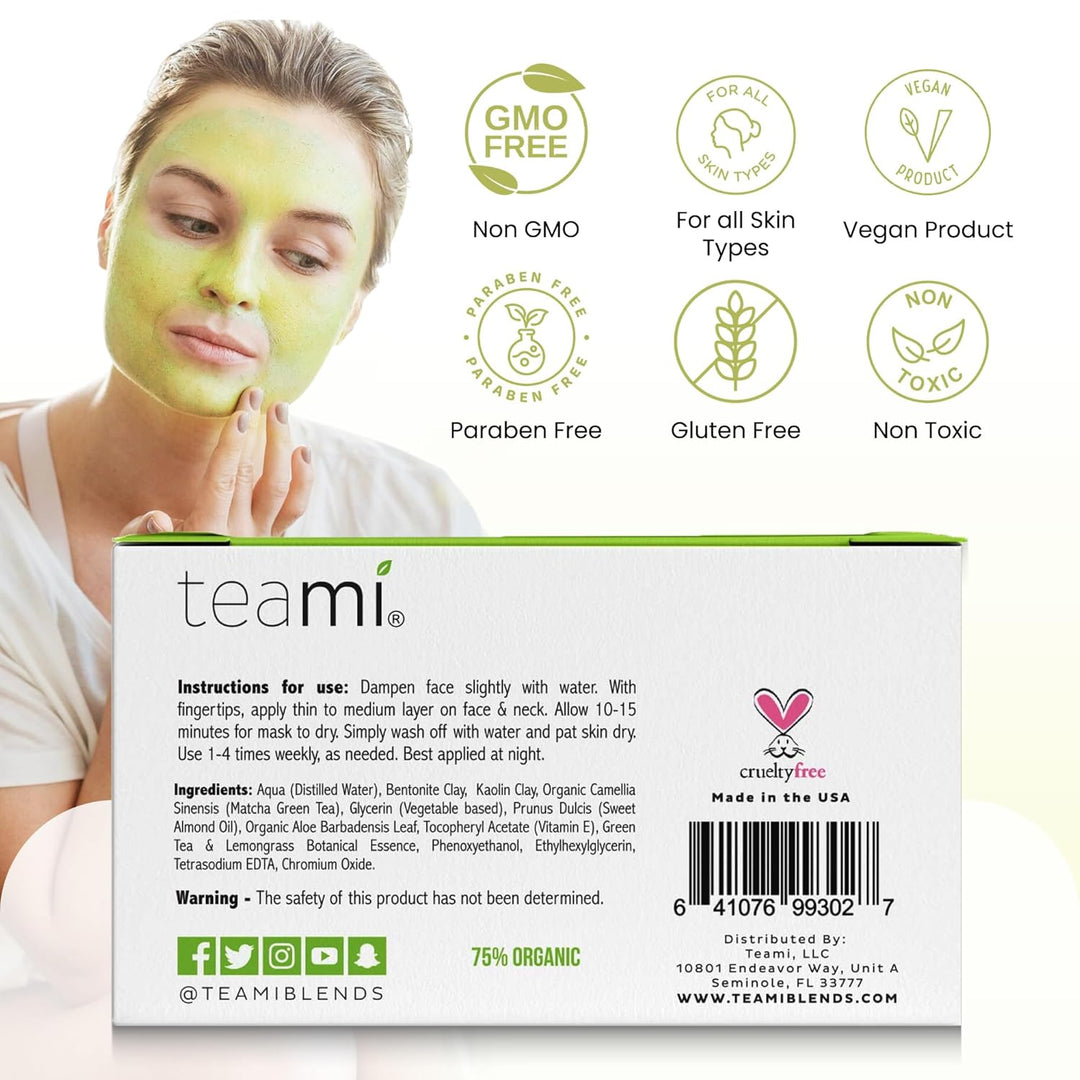 Teami Detox Green Tea Face Mask | Hydrating & Purifying Clay Mask for All Skin Types | 100ml