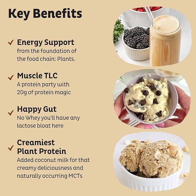 KOS Vegan Protein Powder, Organic Pea Protein Blend, Erythritol-Free, Plant-Based Superfood, 28 Servings