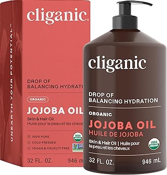 Cliganic Organic Jojoba Oil – Pure, Cold-Pressed & Hexane-Free for Hair & Skin
