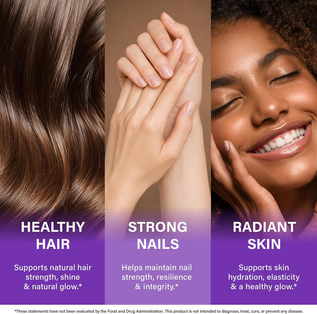 Nutra Harmony Hair Growth Vitamins with Biotin, Collagen & Keratin, 60 Capsules