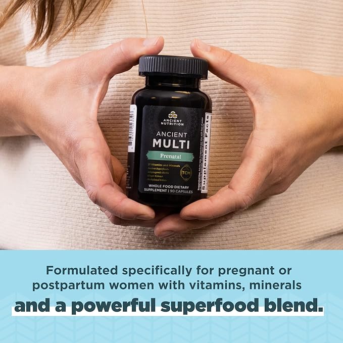 Ancient Nutrition Prenatal Vitamins – Multivitamin for Women with Folate, Vitamin C, B12 & Magnesium, 90 Capsules