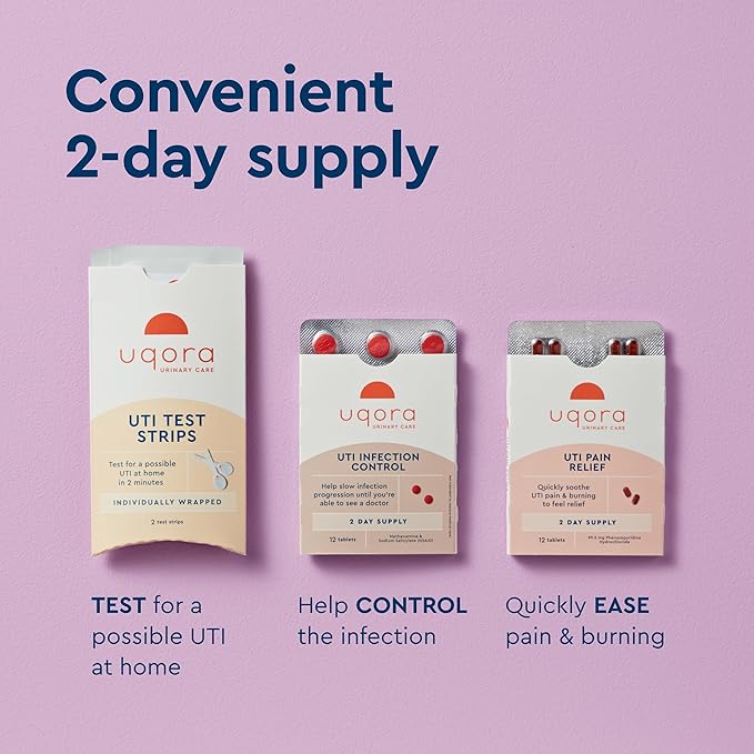 Uqora Urinary Wellness Kit – 2 Test Strips, Comfort & Health Tablets (Pack of 2)