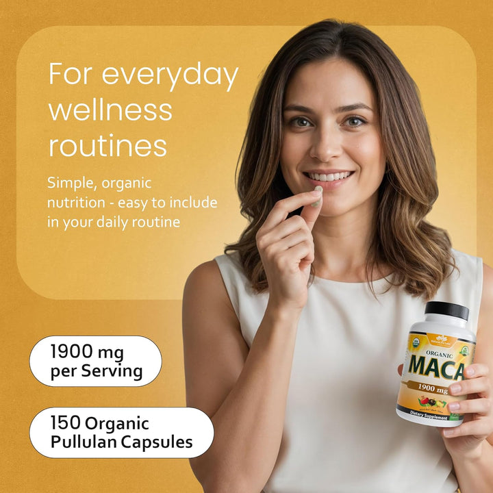 NaturaLife Labs Organic Maca Root 1900mg - Triple Blend Black, Red & Yellow (150 Capsules)