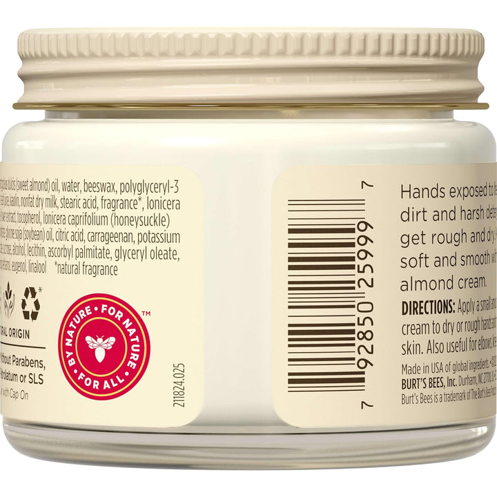 Close-up of a Burt's Bees jar with label details on a white background
