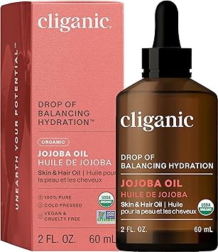 Cliganic Organic Jojoba Oil – Pure, Cold-Pressed & Hexane-Free for Hair & Skin
