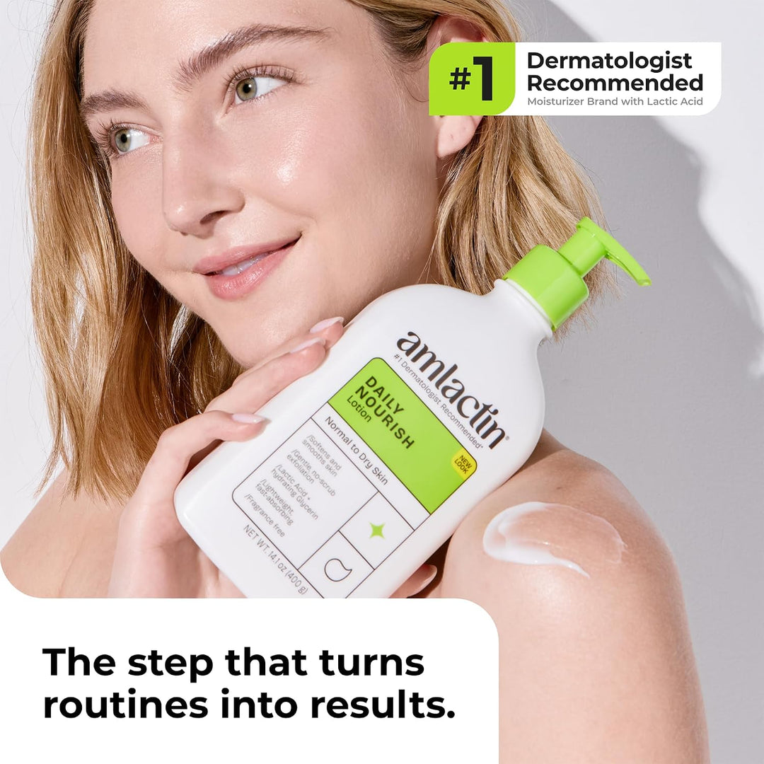 AmLactin Daily Nourish Exfoliating Body Lotion with 12% Lactic Acid, 14.1 oz
