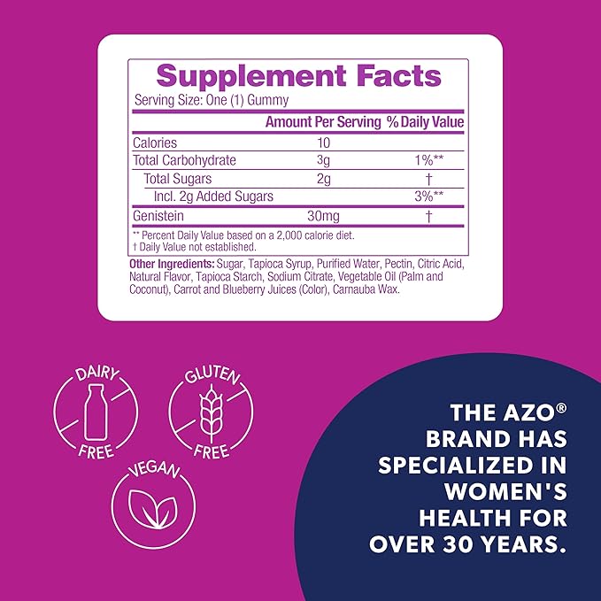 AZO® Daytime Menopause Support Gummies for Women – Blackcurrant Flavor, 30 Gummies